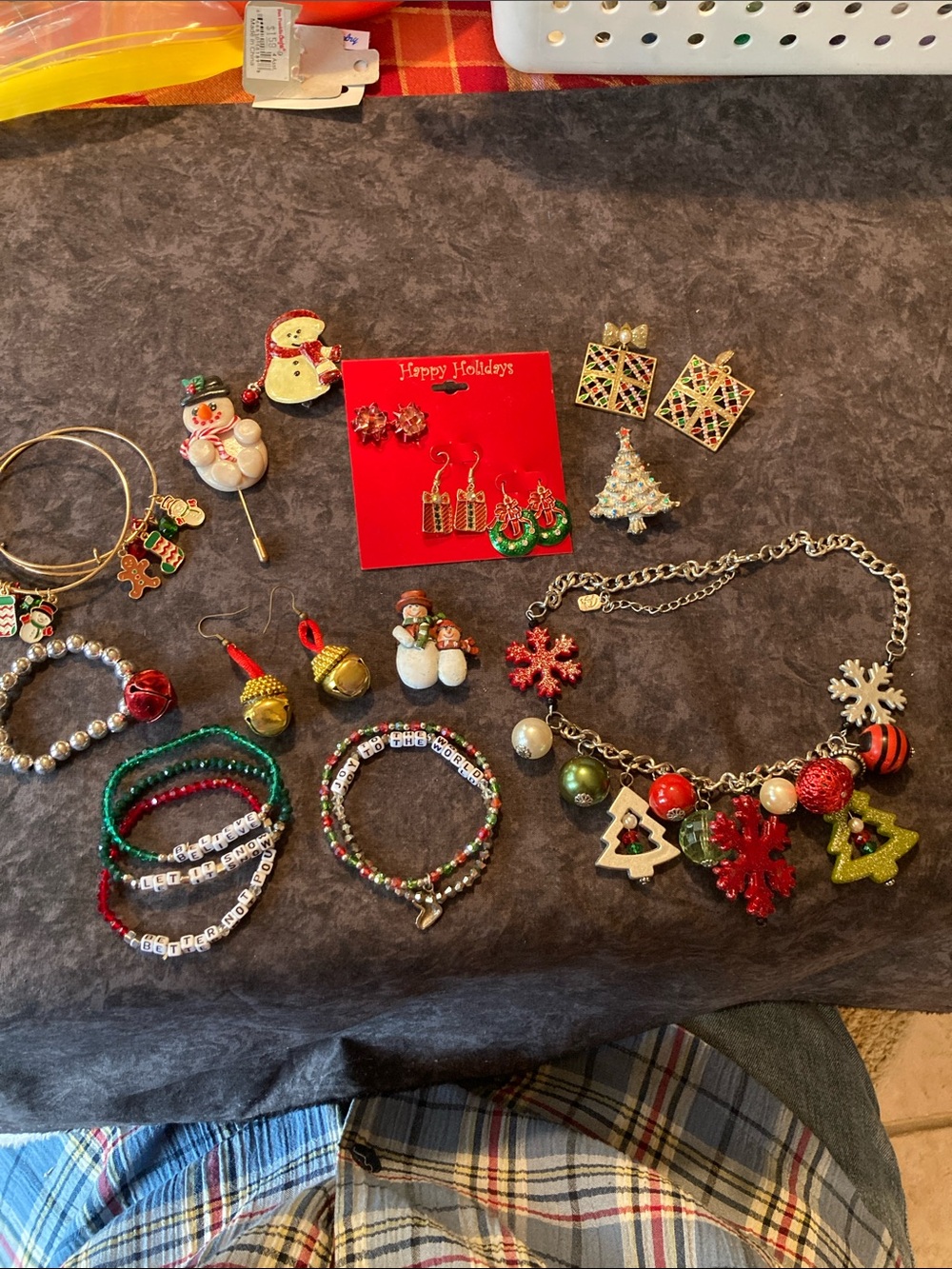 Festive Red & Green Christmas Jewelry Lot